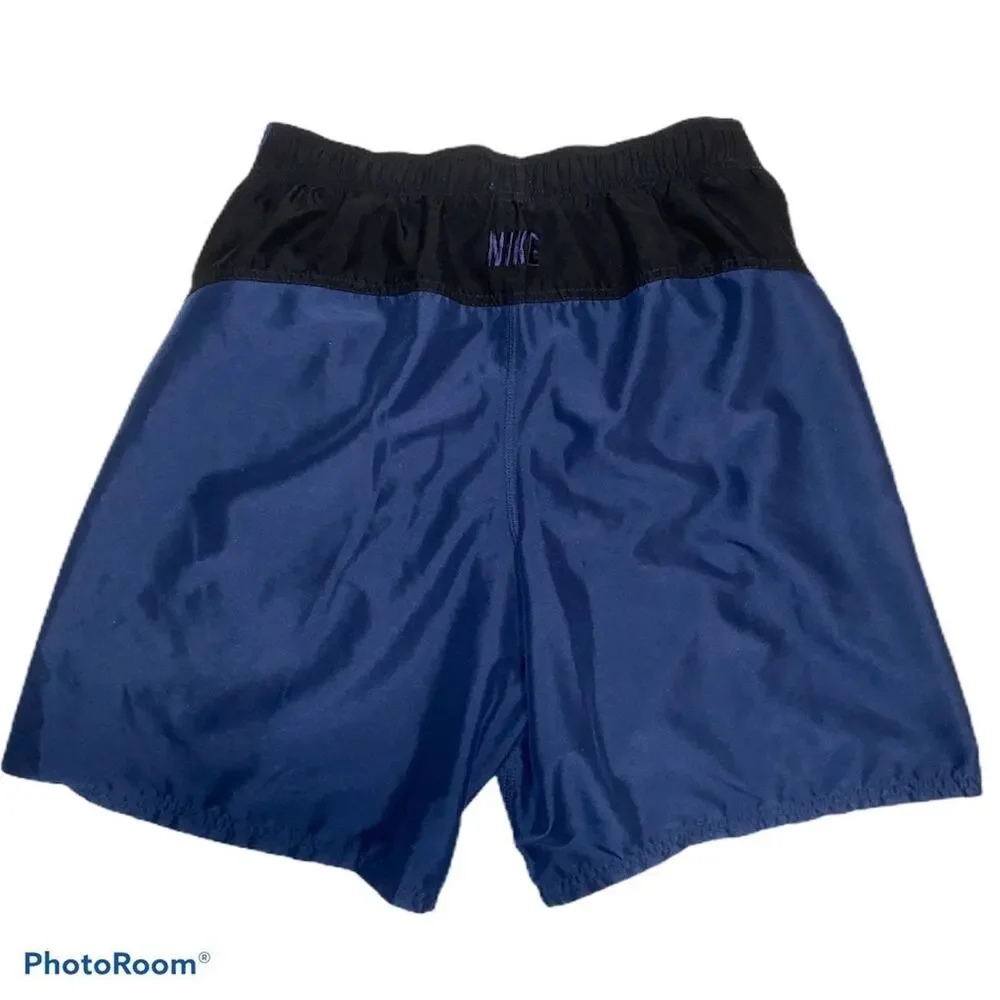 Vintage Nike Spellout Swim Trunks Navy Size Large